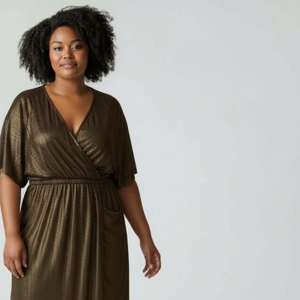 Lane Bryant Sheath Metallic Dress Women's Size 22/24 Brown